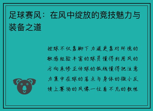足球赛风：在风中绽放的竞技魅力与装备之道